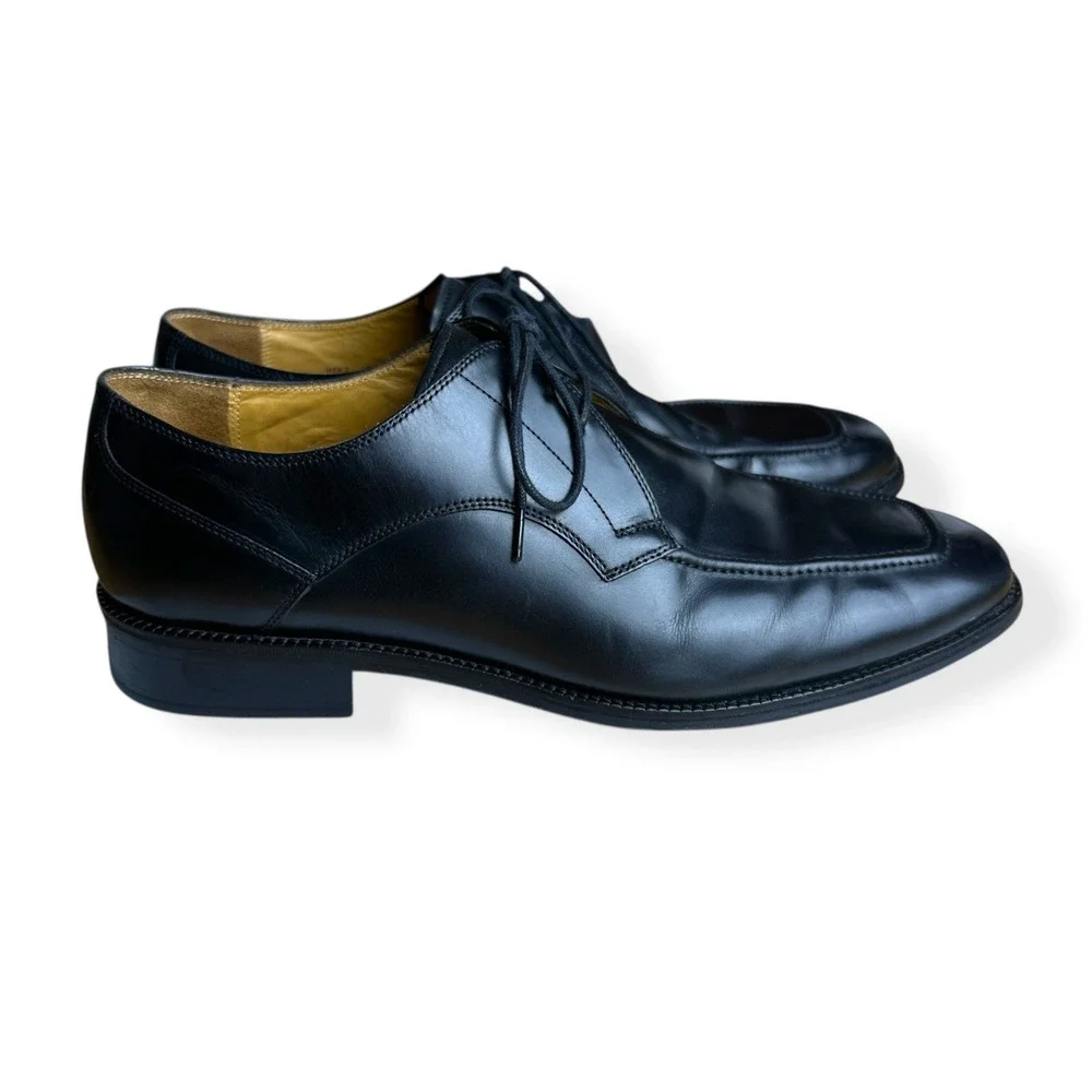 Cole Haan Oxford Shoes Black Leather Square Toe Stitched Lace Up Dress Mens 13 M